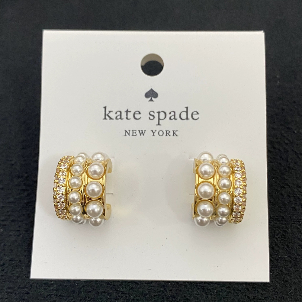Kate SPADE Pearl Rhinestone Earrings Vintage